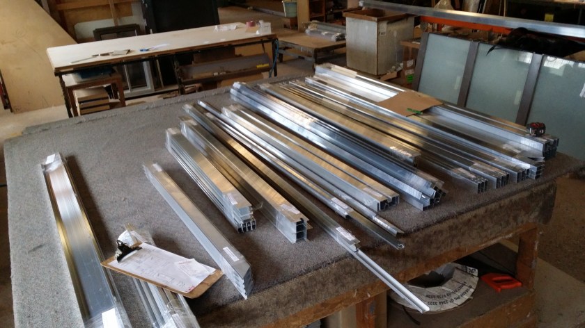 Mill (raw) aluminium, ready for delivery to the powdercoater for painting as "NOTRE DAME "