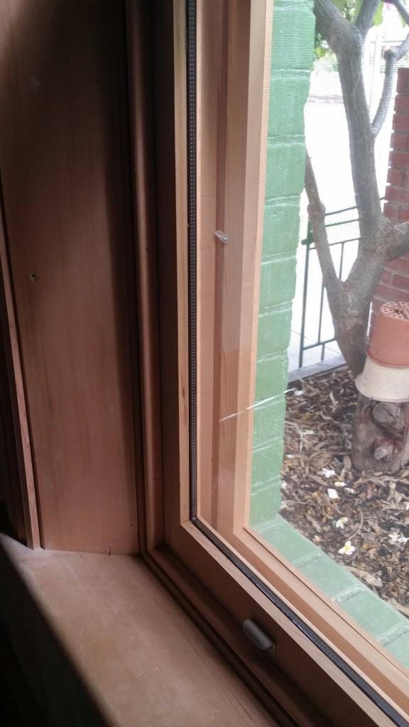 WRC single hung box frame window with double glaze glass.