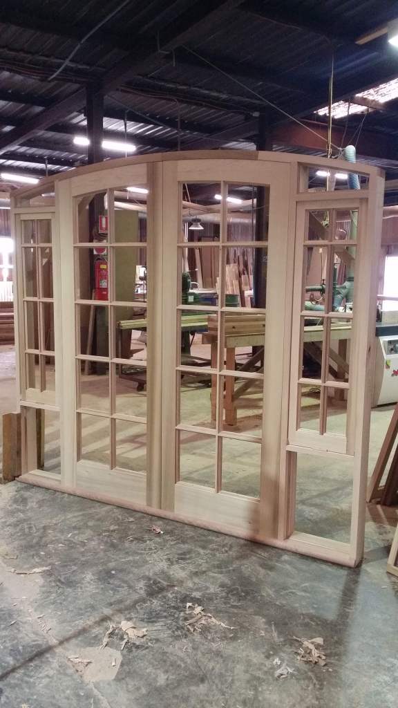 Outside view of cedar doorframe