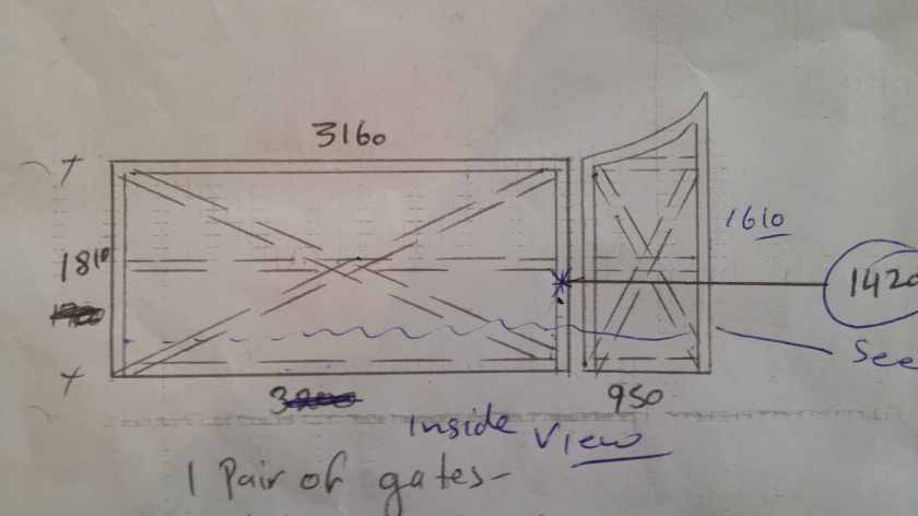 sketch up, showing the dimensions.